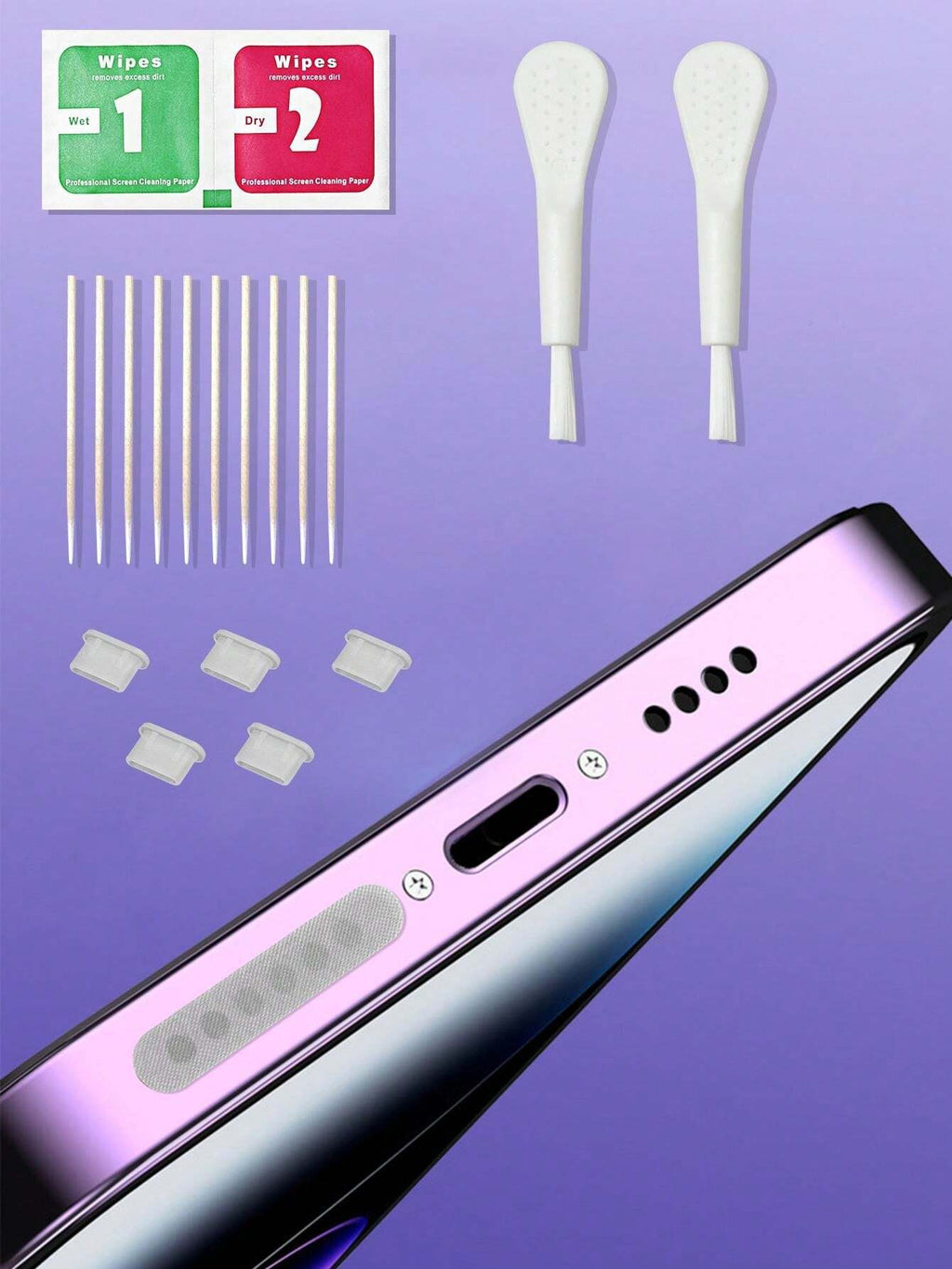 iPhone Protection Kit — Glass, Lens, Speaker Mesh, Port Plug, Wipe